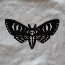 Papillon sphynx thermocollé sur un t-shirt